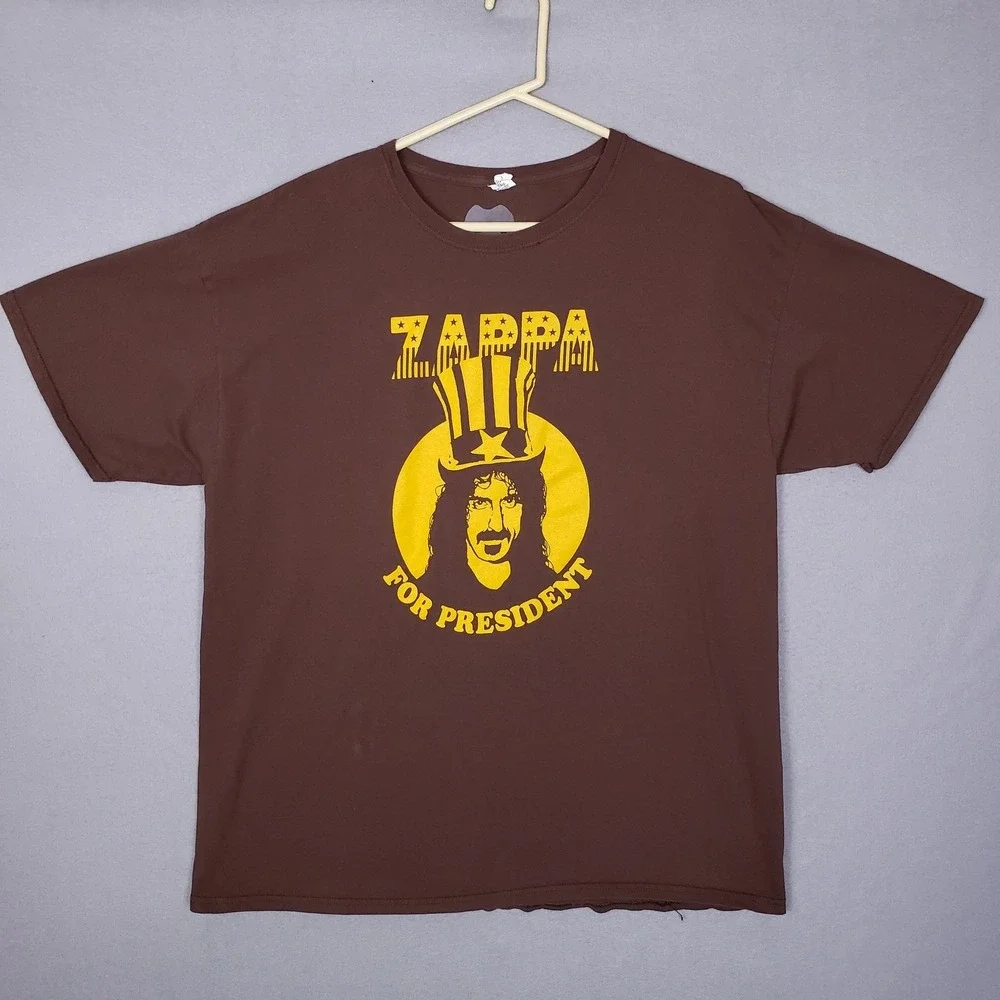 Fruit of the Loom Frank Zappa For President Graphic Tee Brown Mens XL Shirt
